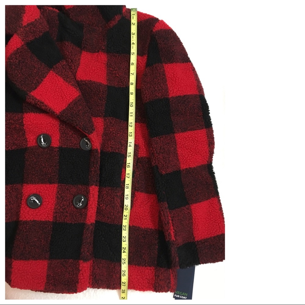 French Connection Plaid Faux Fur Teddy Coat - Picture 8 of 8